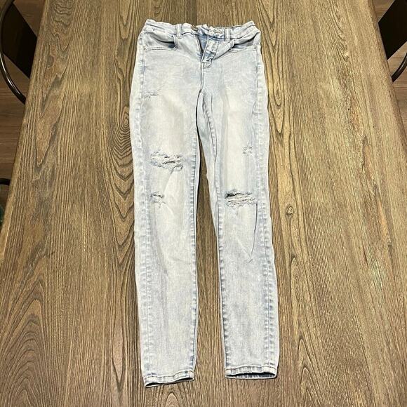 American Eagle Curvy Hi-Rise Jegging Next Level Stretch Distressed Blue Size 2 - Picture 1 of 12